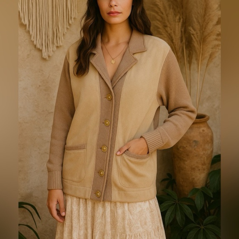 Vintage LEDASPAIN Made in Spain Suede Knit Jacket